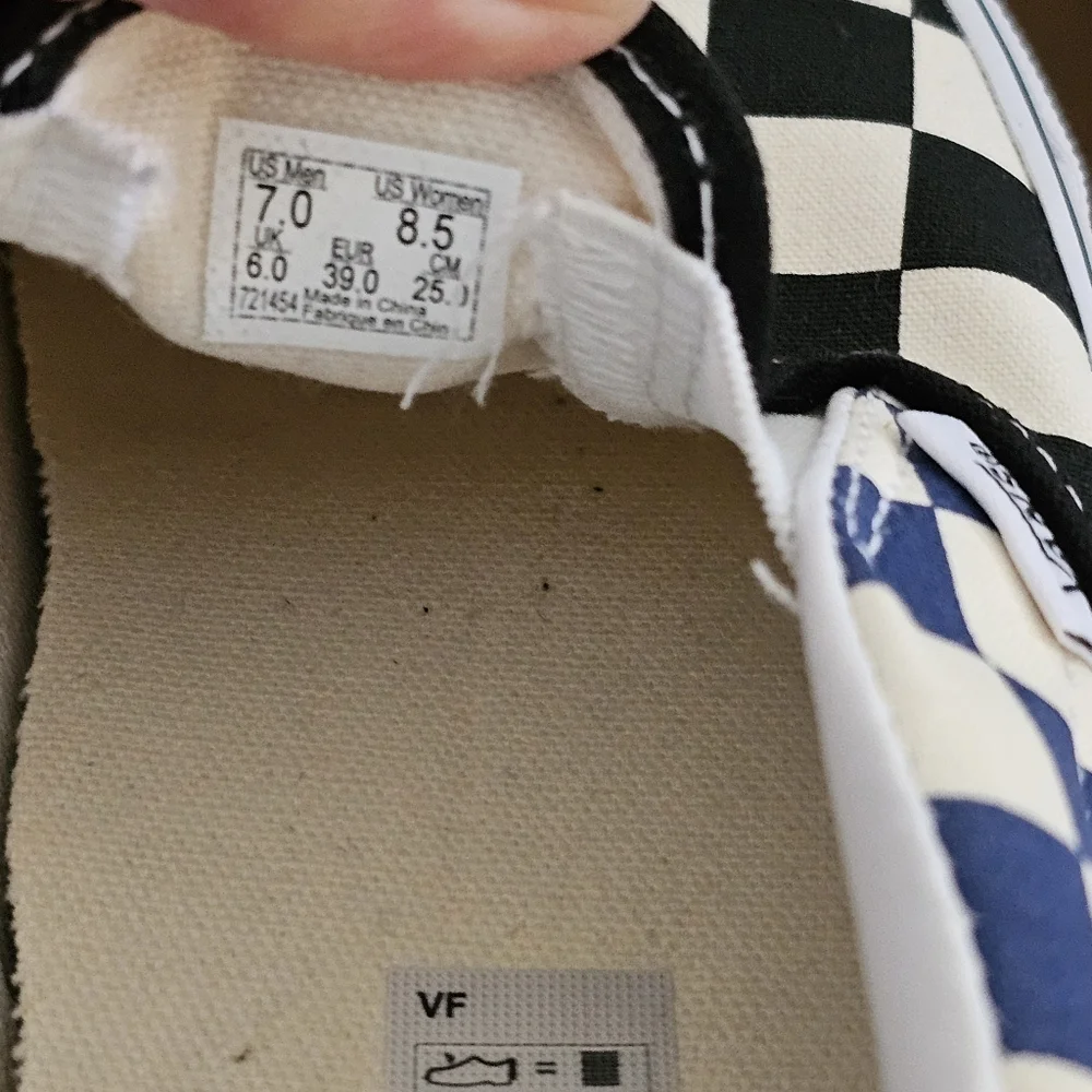 Vans Slip On Sneakers Black Navy Check Vans in Pattern Unisex M 7 / W 8.5 - Picture 2 of 3